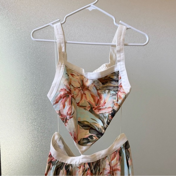 🆕 SIGNIFICANT OTHER Marino Cutout Linen Print Maxi Dress in Painted Floral US 8 - Picture 4 of 10